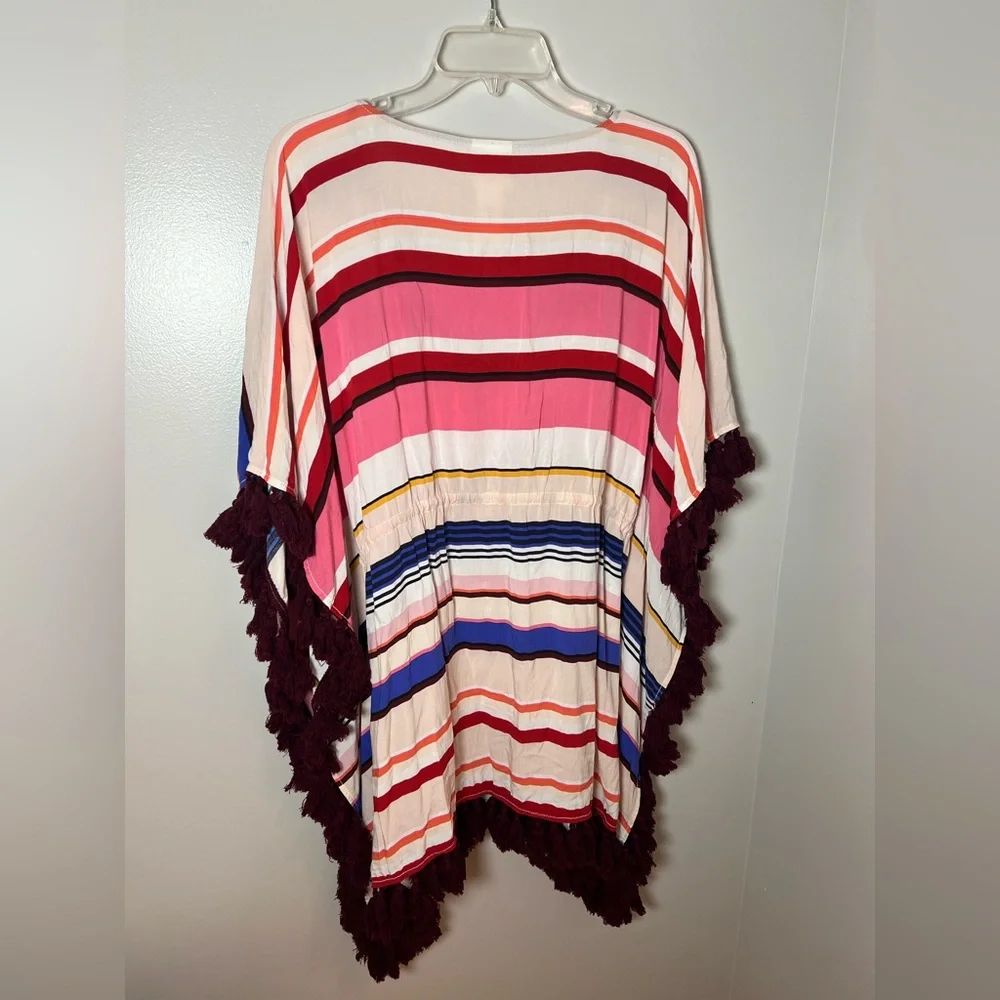 Kate Spade Miramar Striped Swim Cover Up Dress Tassels Resortwear Preppy Size M